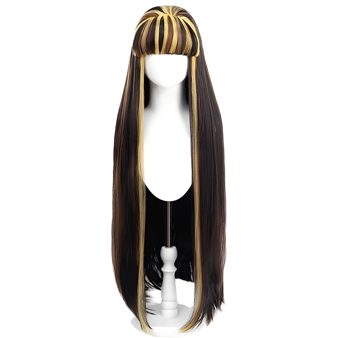 Длинный косплей-парик с челкой, черно-розовый Cgvg, Black, Brown, Yellow