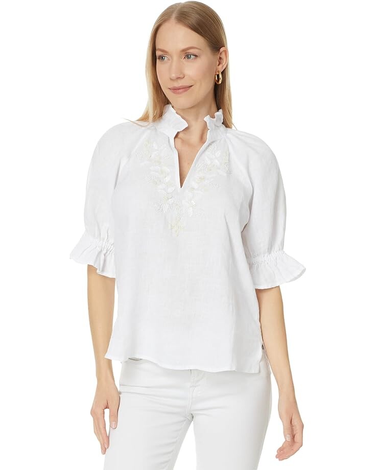 

Топ Tommy Bahama Coastalina Shell Emb Short Sleeve, белый