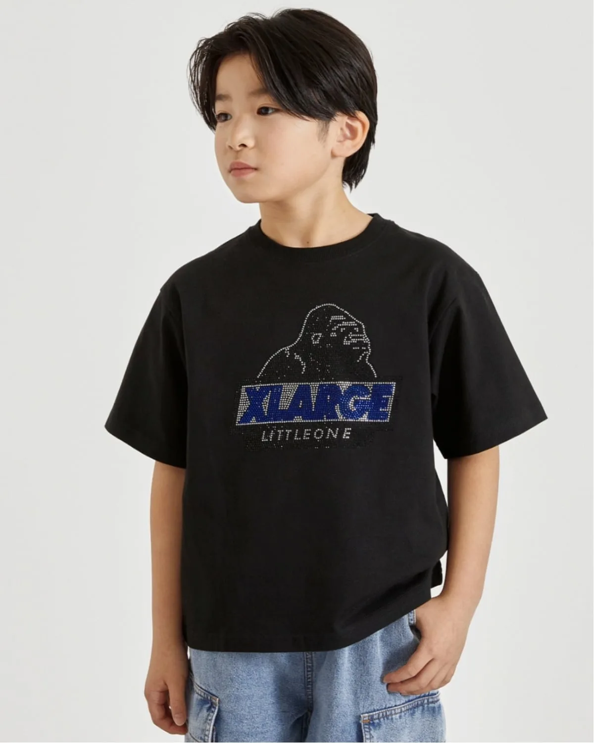 Детская футболка XLARGE KIDS с блестящими стразами Rinestone OG чёрная