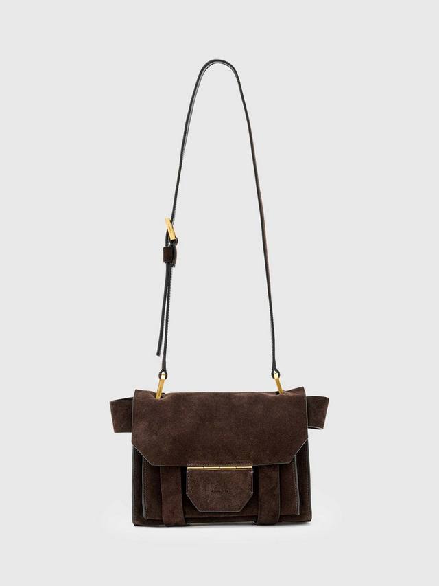 

Сумка кросс-боди Ursa Mini из замши AllSaints, Bitter Brown