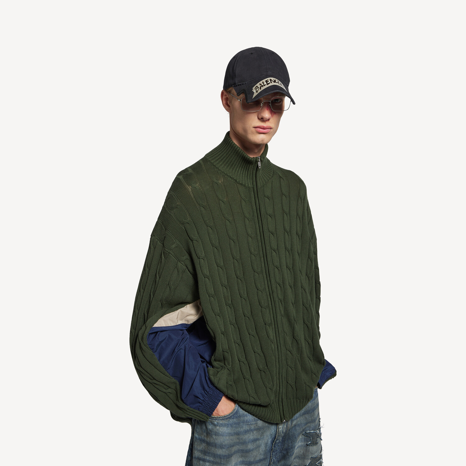 Мужская гибридная куртка цвета хаки BALENCIAGA, хаки — фото 4