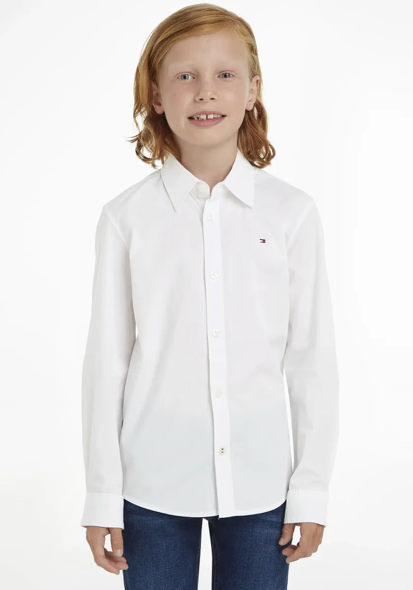 

Рубашка Tommy Hilfiger с длинными рукавами "SOLID STRETCH POPLIN SHIRT L/S", Children's Kids Junior MiniMe, белый