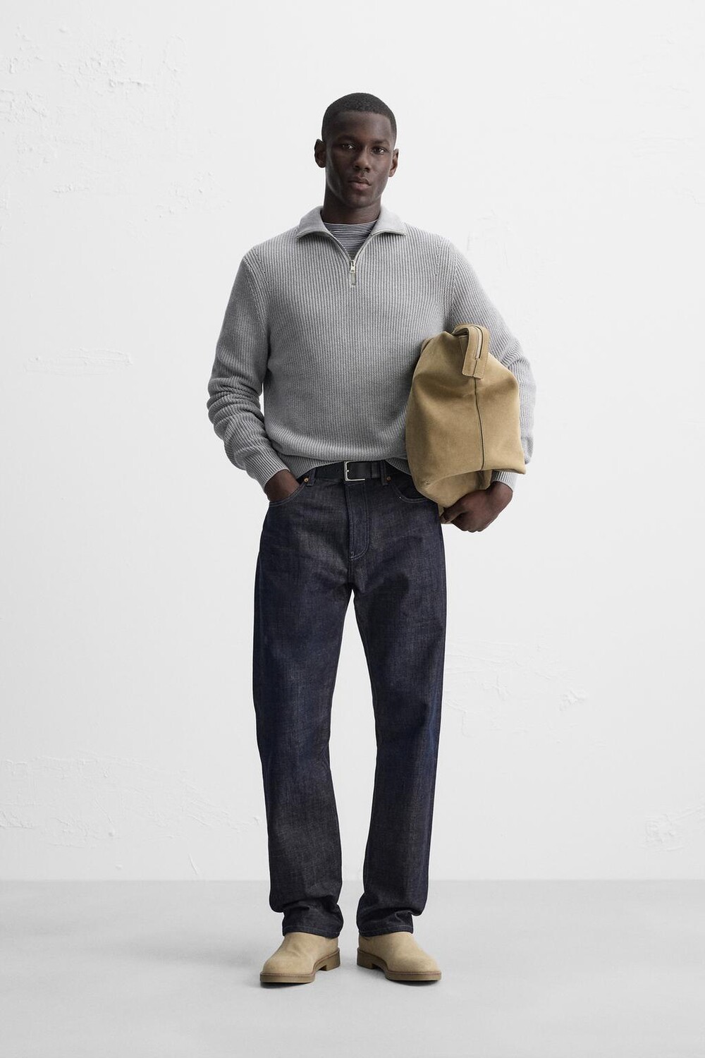 

Свитер с четвертью молнией ZARA, серый мергель