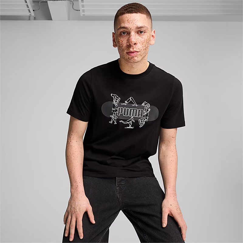 

Мужская футболка с графикой для скейтборда Puma, черный