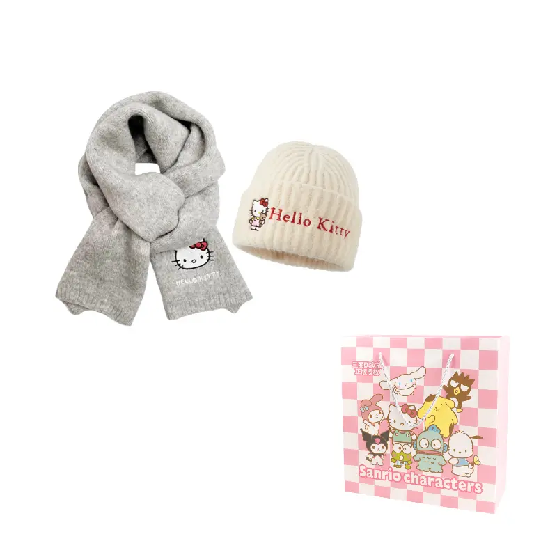 

Sanrio Полиэстеровый вязаный шарф унисекс, Hello Kitty Knit Scarf+Hats & Caps