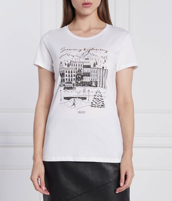 

Футболка Liu Jo хлопковая с рисунком, белый