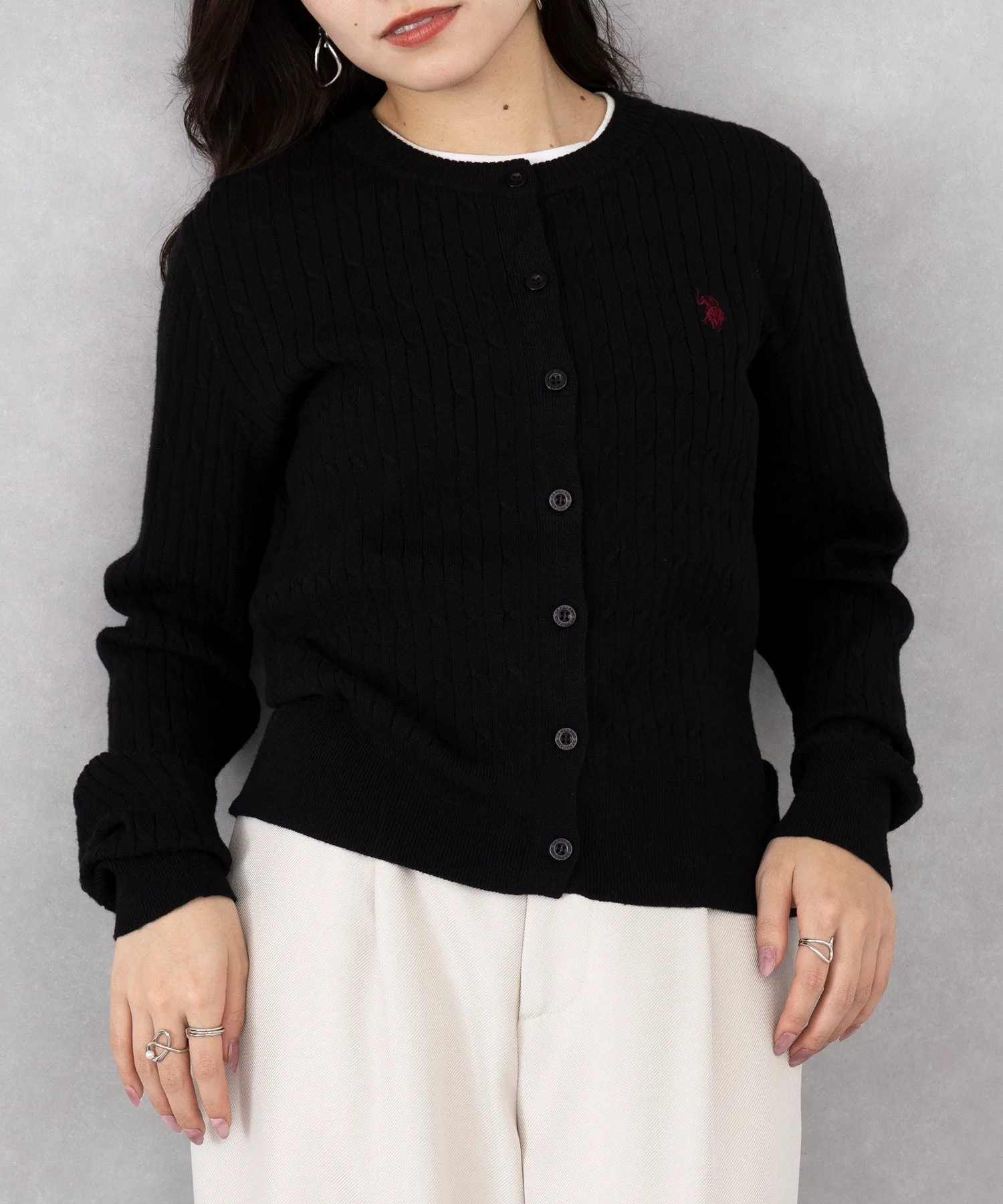 Кардиган мини-кросса с вышитым логотипом US POLO ASSN./One-Point Logo Pony. U.S. Polo Assn., BLK — фото 3
