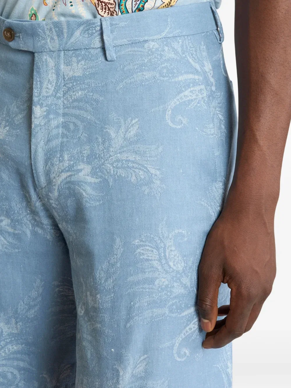 Джинсовые шорты с жаккардовым узором Etro, синий — фото 4