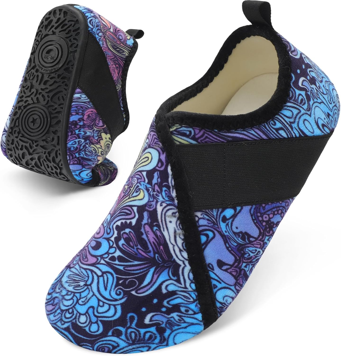 

Домашние тапочки Besroad для женщин и мужчин, удобные тапочки-носки с меховой отделкой, мягкой резиновой подошвой для дома, спальни, путешествий и йоги, Multi Ocean