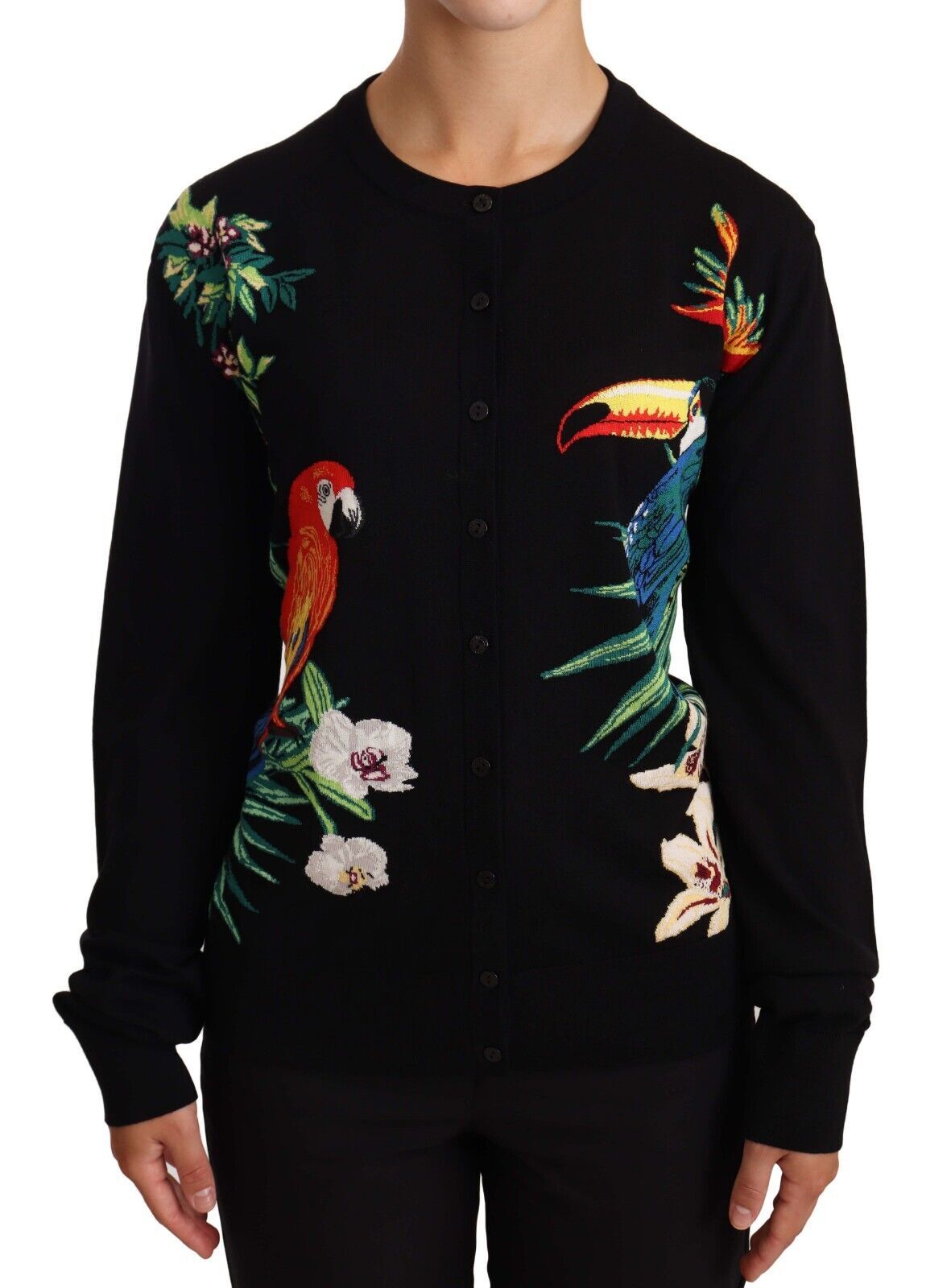 

Элегантный вышитый кардиган из шерсти и шелка Dolce & Gabbana, черный
