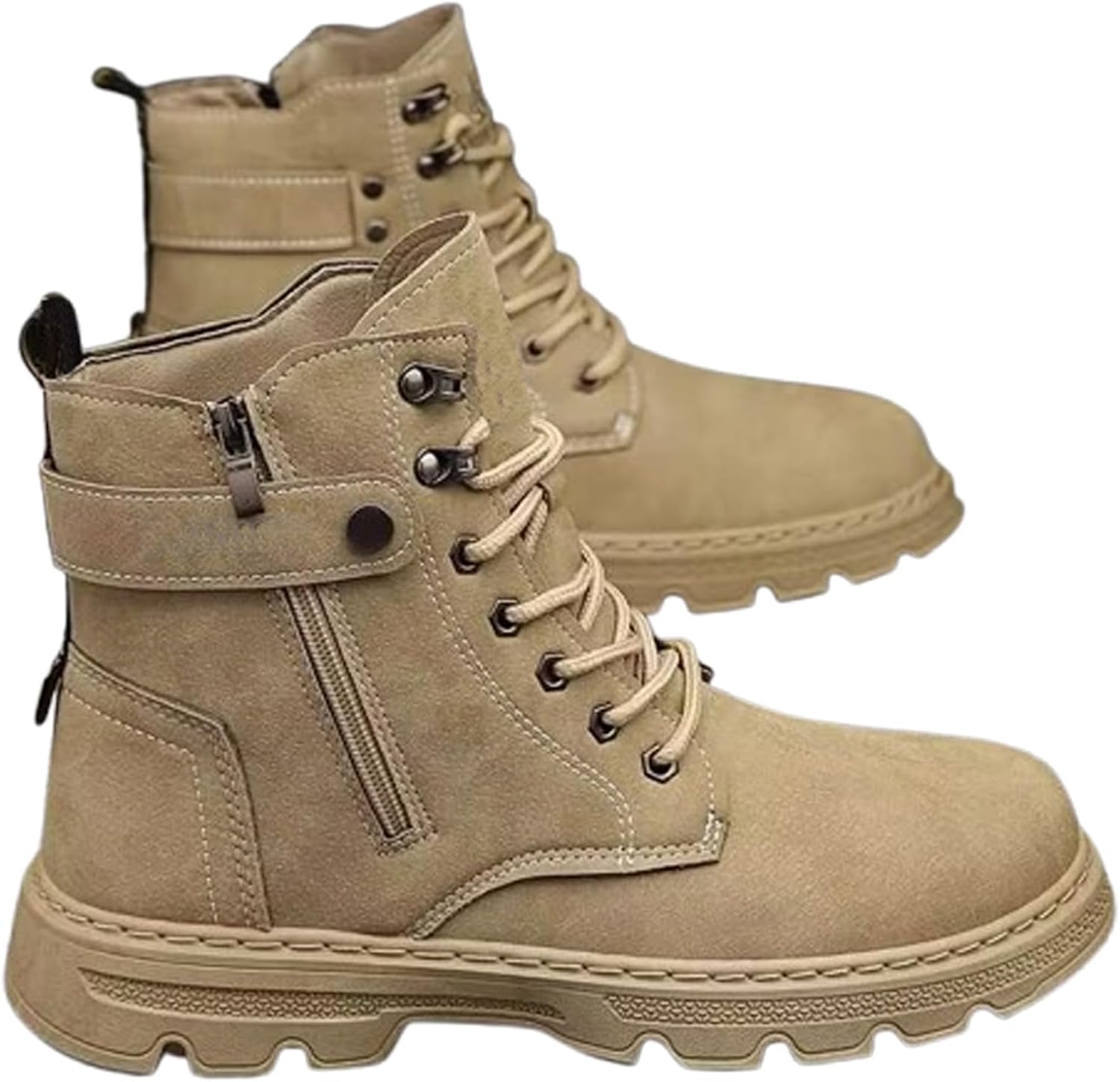 

Мужские ботинки, военные ботинки, кожаные ботинки, черные ботинки, средние походные ботинки с противоскользящей подошвой Generic