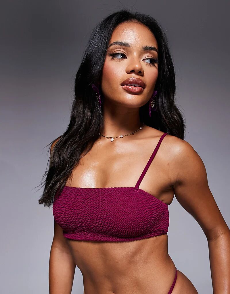

Бикини-топ Moda Minx bralet scrunch в ягодном цвете