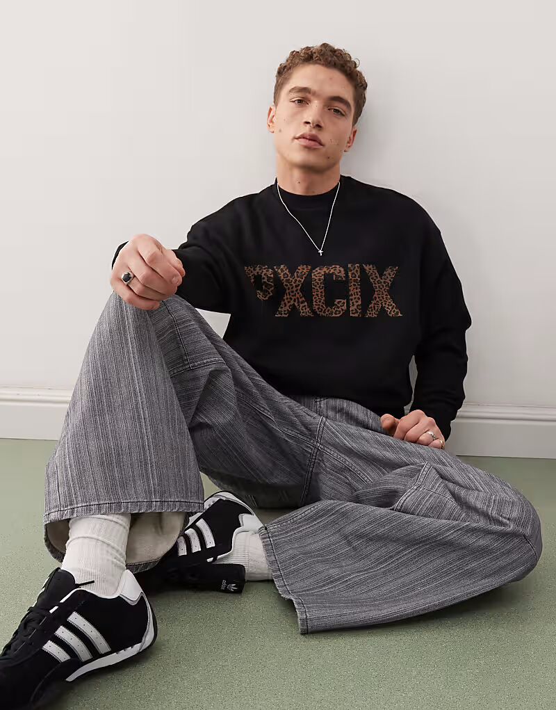 

Толстовка ASOS DESIGN с принтом гепарда в черном цвете