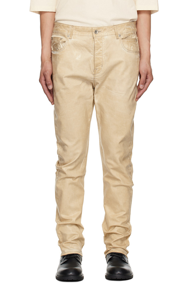 

Голливудские джинсы Detroit cut Rick Owens Drkshdw, цвет parchment