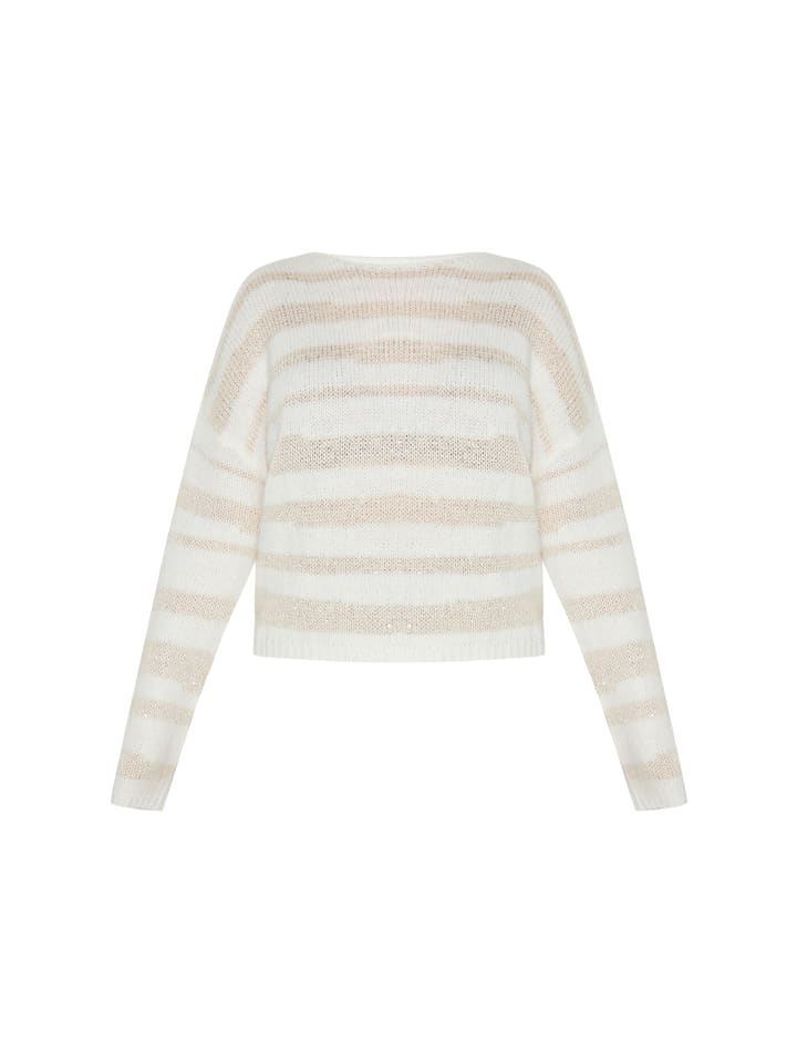 

Женский свитер кремового цвета с разноцветными вставками Usha