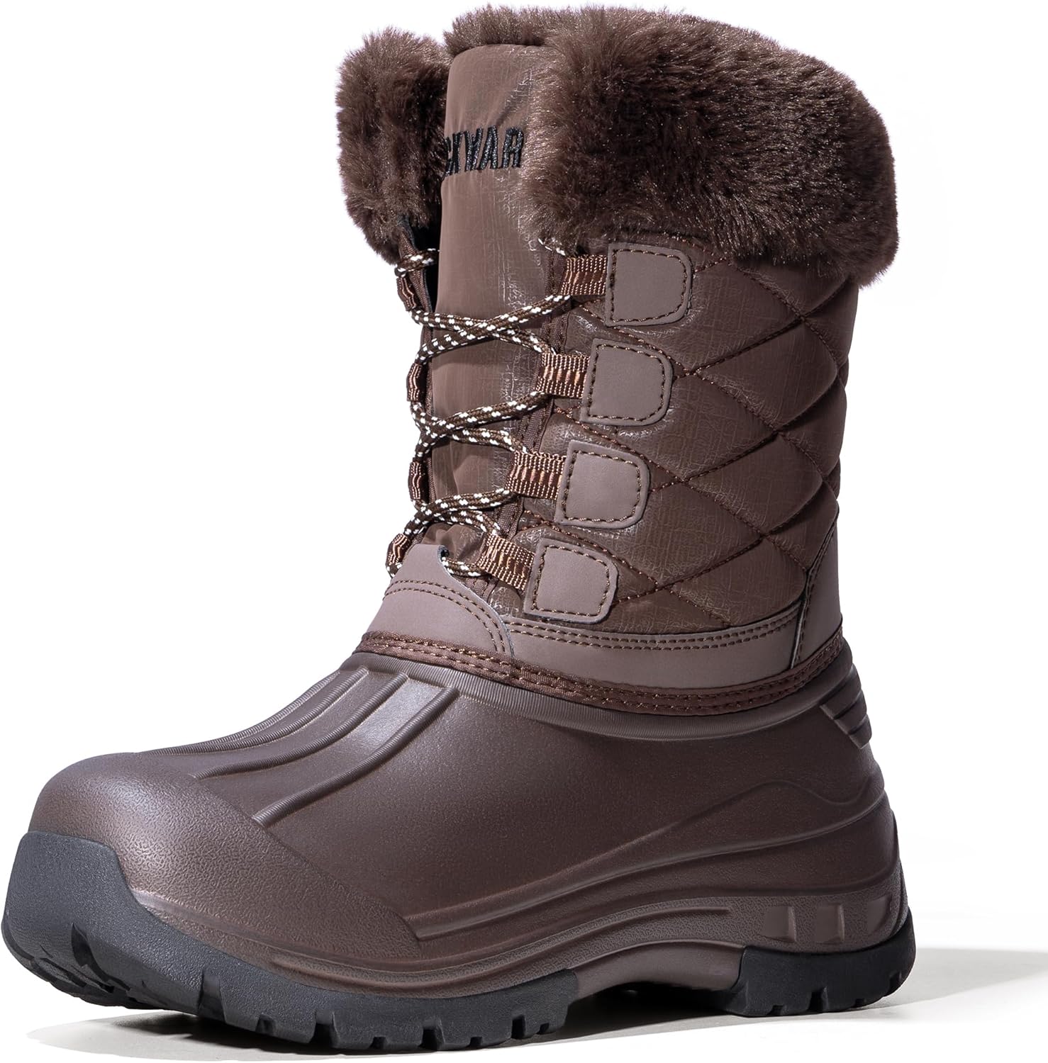 

Зимние мужские ботинки для снега, водонепроницаемые, утепленные, с нескользящей подошвой, плюшевой подкладкой, легкие, теплые, тактические, и для походов Lackwar, Mocha Brown