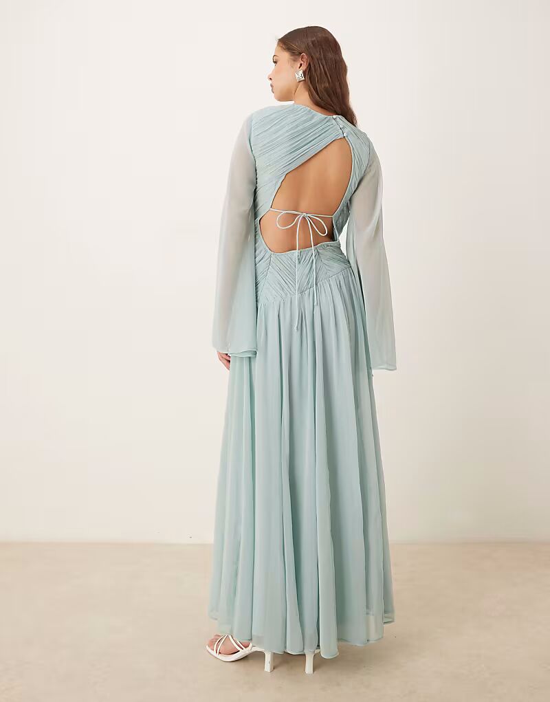 

ASOS DESIGN асимметричное платье макси с заниженной талией и открытой спиной светло-голубого цвета