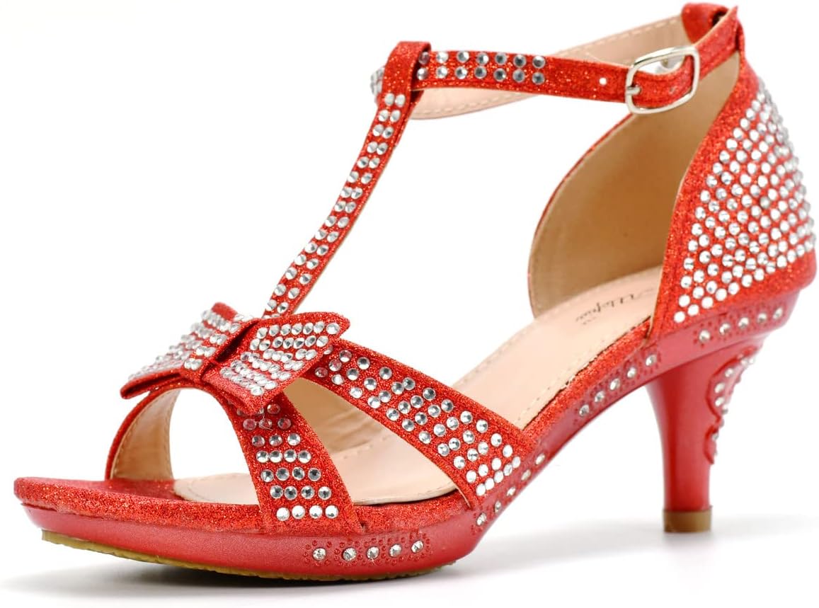 

Детские сандалии для девочек Nova Utopia с низким и средним каблуком, платье и обувь для девочки с цветами (размер 9-4) Nova Footwear, красный