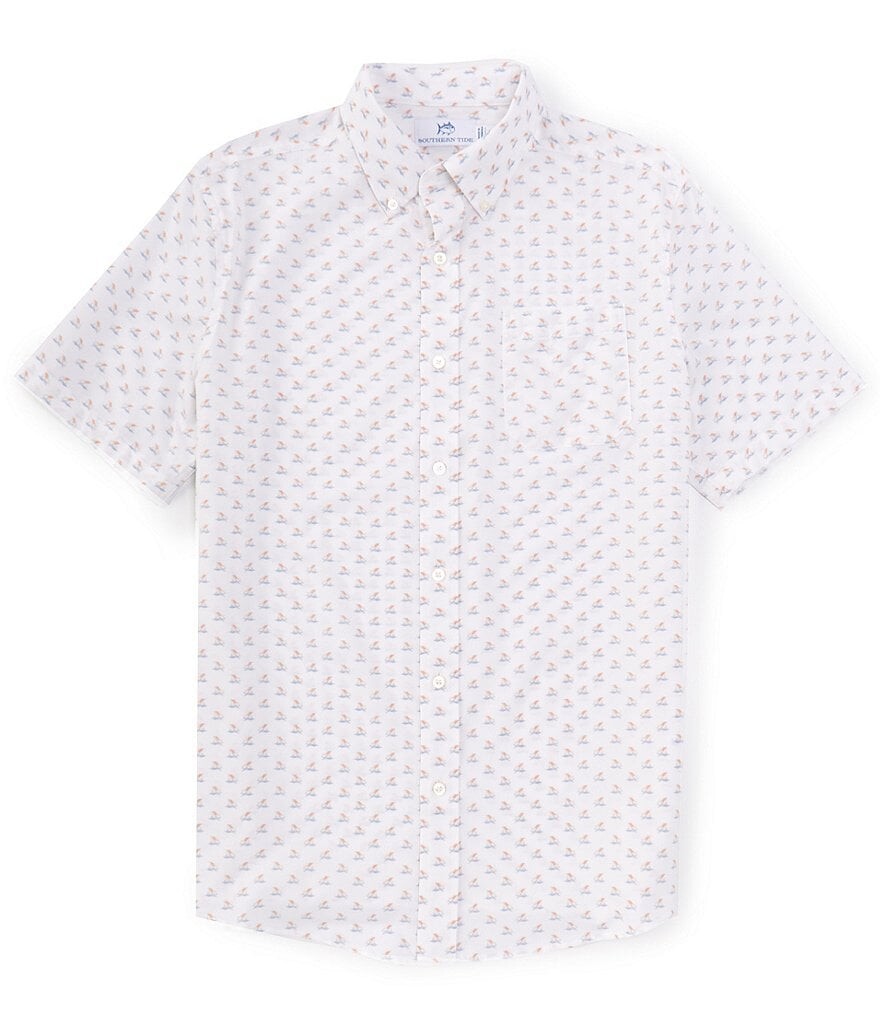 

Тканая рубашка с короткими рукавами Southern Tide Brrr° Beach Voyage, белый