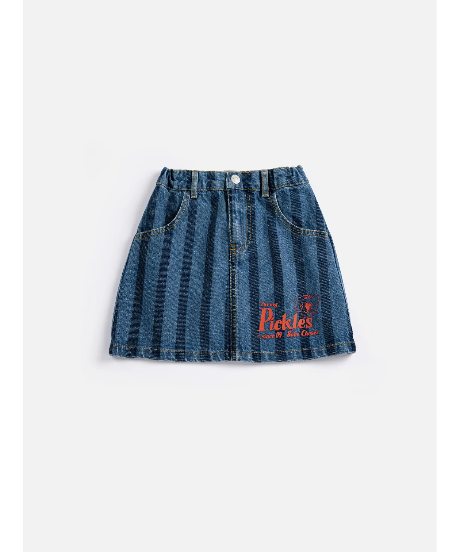 Детская юбка из органического хлопка с полосками Pickles The Dog Striped denim skirt BOBO CHOSES синяя
