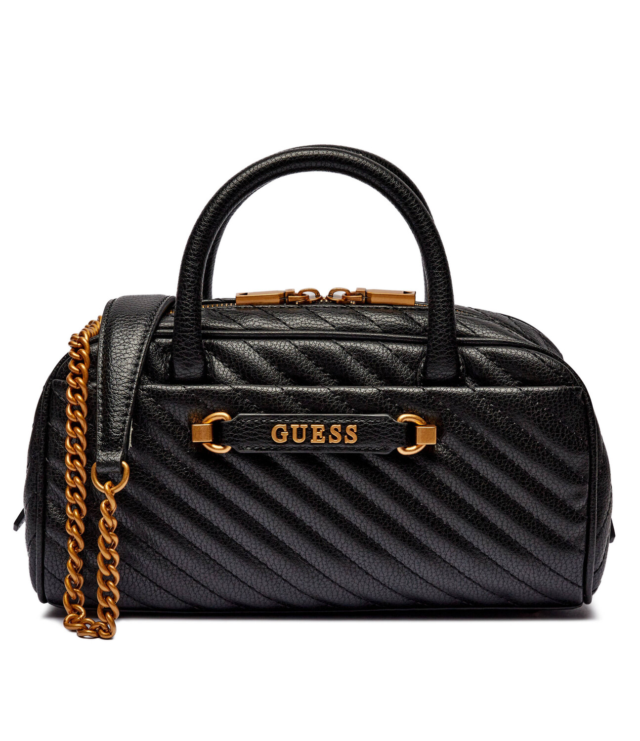 

Сумка Guess с ручкой стеганая на золотой цепочке, черный