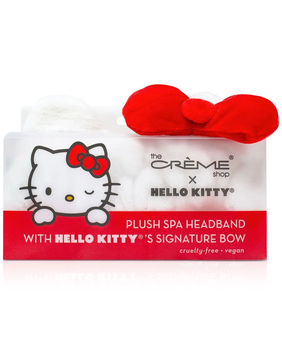 Плюшевая повязка на голову Hello Kitty для спа-процедур The Creme Shop, красный — фото 2