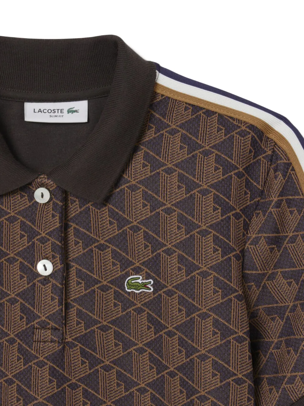 Поло с геометрическим узором Lacoste, коричневый — фото 4