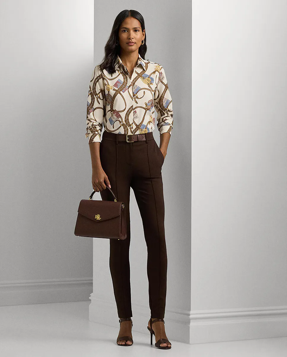

Женские узкие брюки с центральной резинкой Lauren Ralph Lauren, коричневый