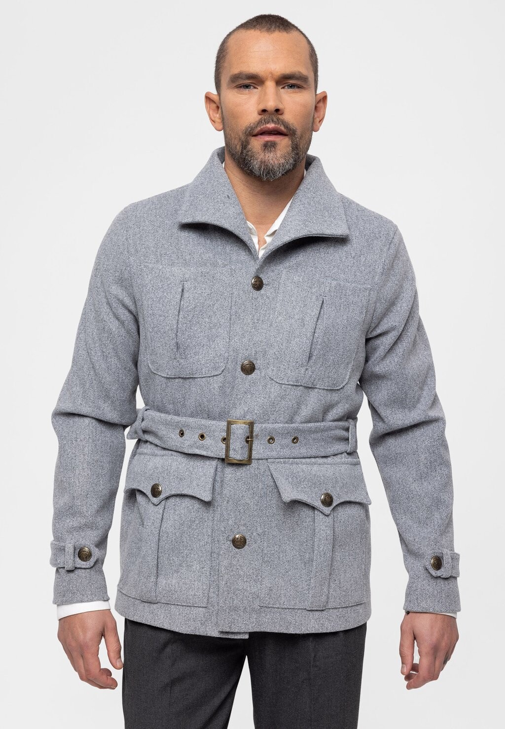 

Куртка межсезонная Lapel Collar Belt Detailed Antioch, цвет light grey