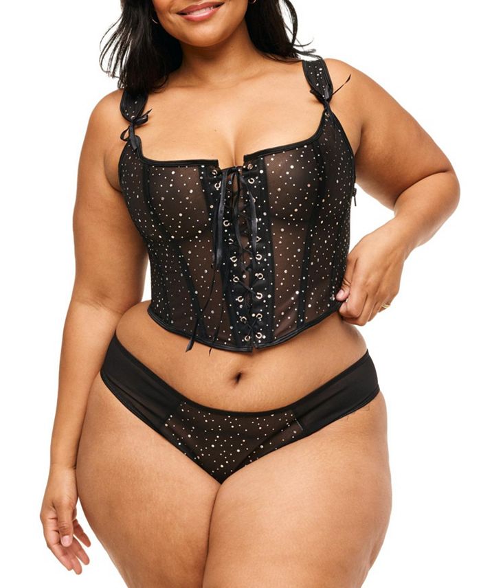 

Бюстгальтер с корсетом и трусики Diamond для женщин plus-size Adore Me, черный