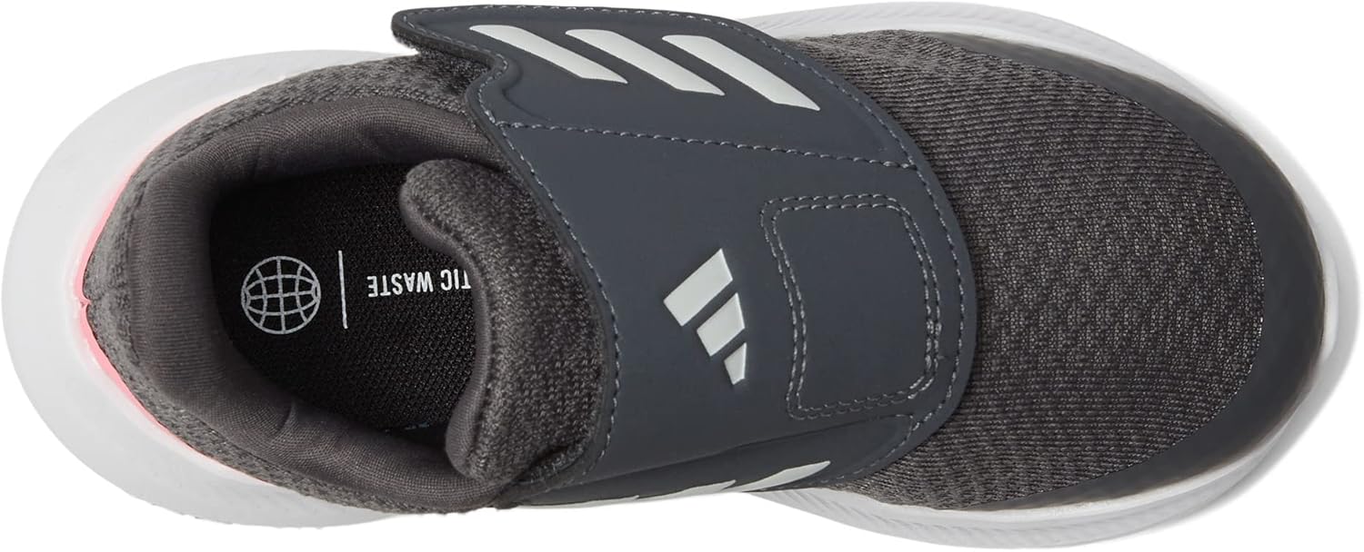 Кроссовки adidas Falcon 3 для мальчиков и девочек с шнуровкой для бега, белый/розовый/серый — фото 3
