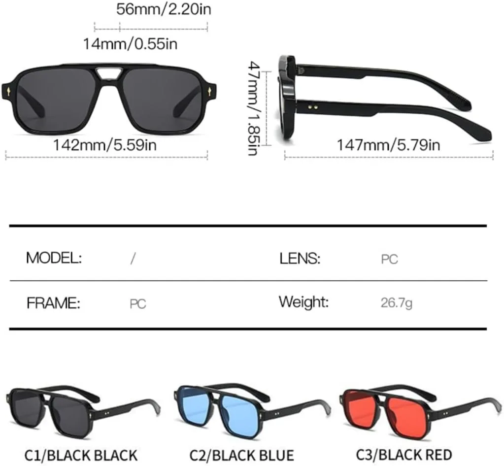 

Ретро-солнцезащитные очки с двойной перемычкой для женщин и мужчин, роскошный дизайн, заклепки, модный дизайн, защита от УФ-излучения UV400 UATXTAU, Tea Tea