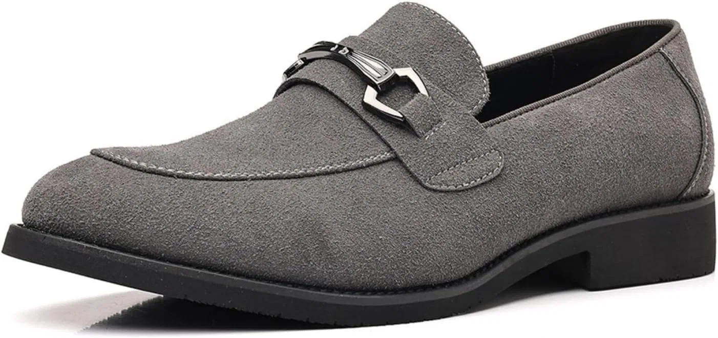 Туфли замшевые мужские, классические лоферы, Grey QKLMWES