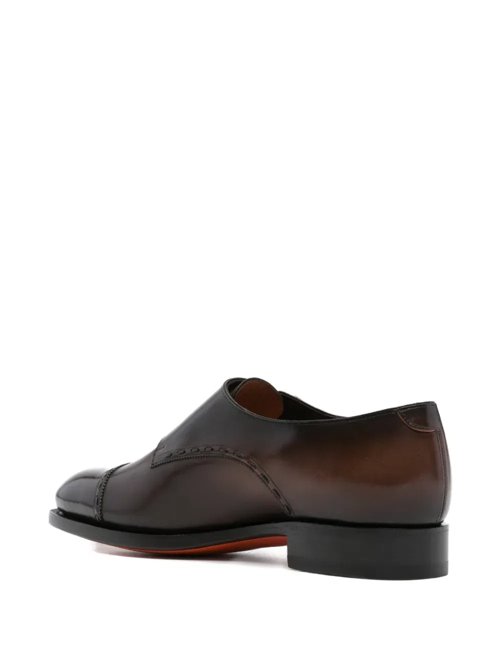 Кожаные монашеские туфли с пряжкой Santoni, коричневый — фото 3