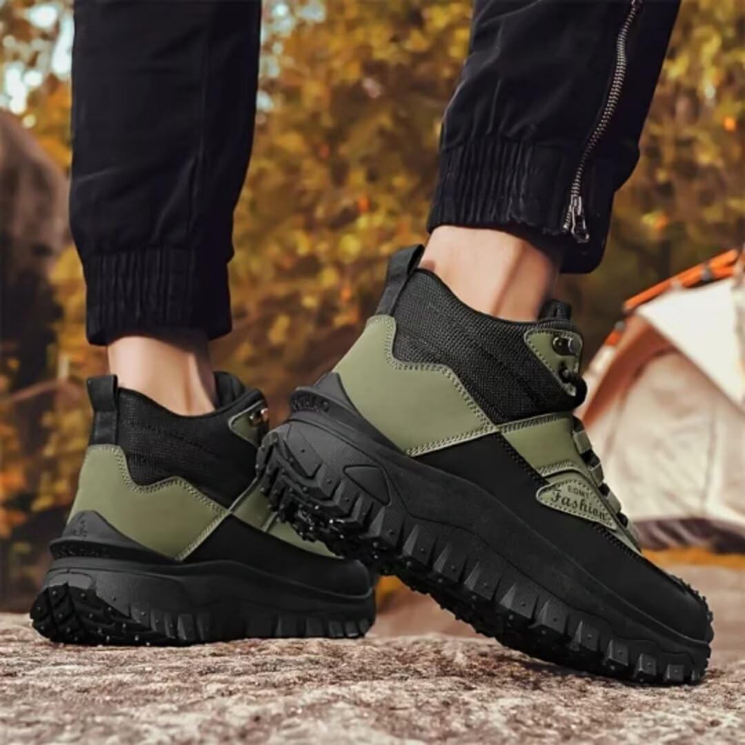 Мужские походные ботинки - водонепроницаемые, с противоскользящей подошвой, устойчивые к проколам и раздавливанию, с широким носком и поддержкой свода стопы Canopycasa, зеленый — фото 4