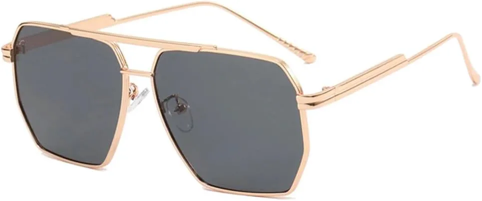 

Большие солнцезащитные очки для женщин и мужчин, винтажные солнцезащитные очки в мужской оправе, черные солнцезащитные очки-щитки UV400 LOVQZAOF, Gold Gray