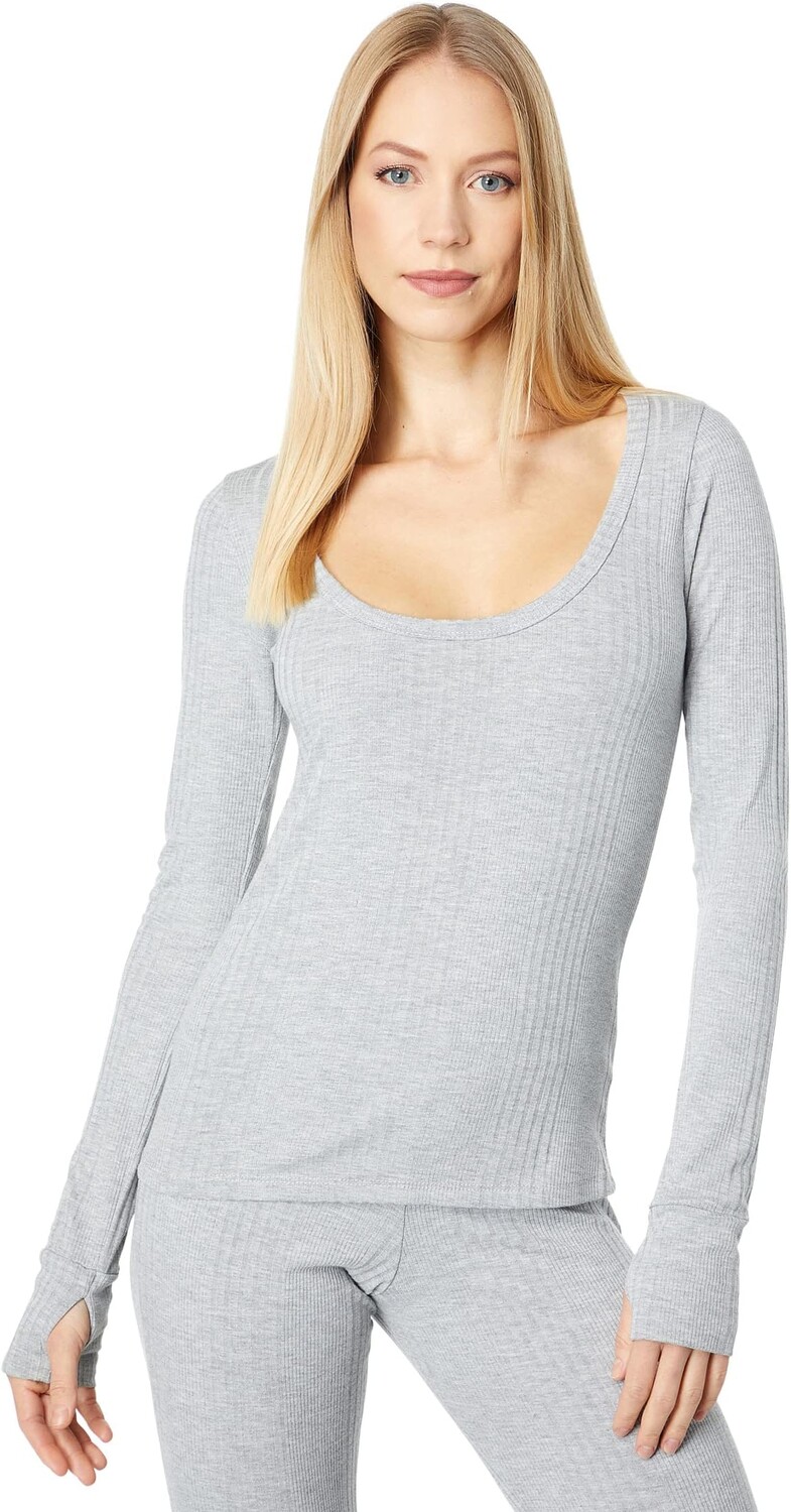 

Топ Michael Lauren Leonard Deep Scoop Neck Top with Thumbhole, цвет Heather Grey
