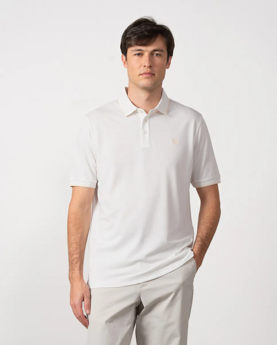 

Мужская рубашка-поло с короткими рукавами из мерсеризованного хлопка Etiem, белый