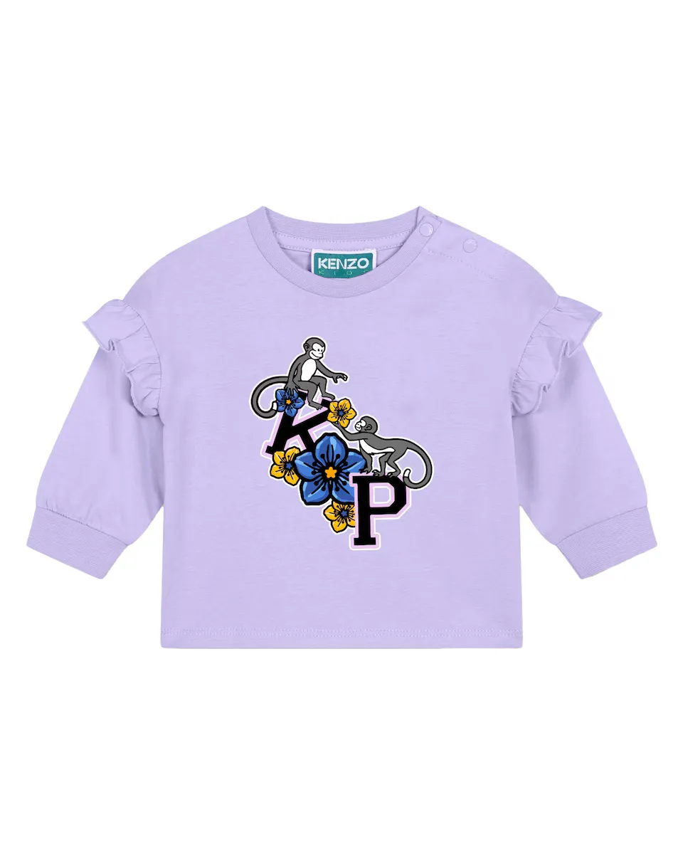 

Фиолетовая хлопковая футболка для девочки Kenzo Kids, цвет Lila