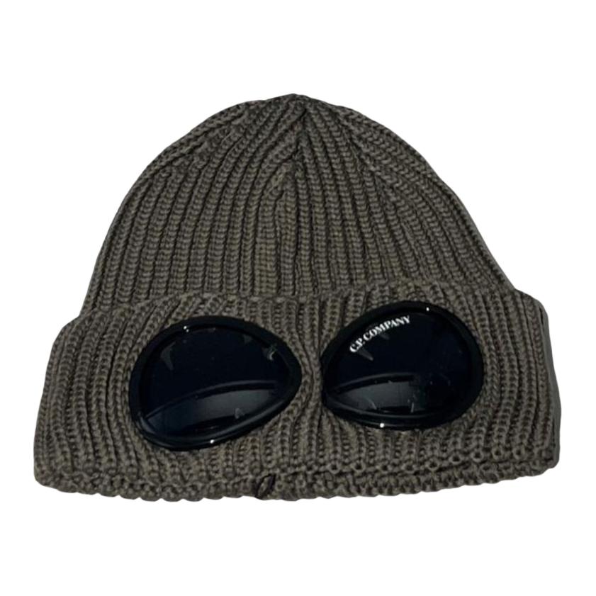

C.P.Company Вязаная шапка с ребрами и деталью в виде очков, Dark Gray