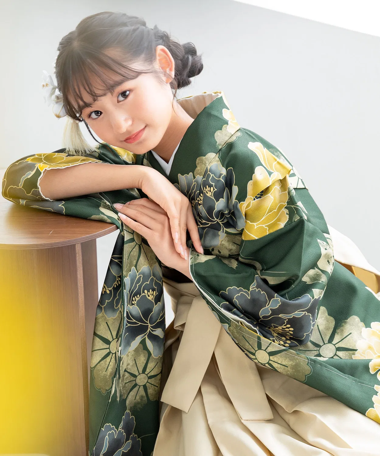 Хакама сет 4 предмета для старших подростков флоро by SOUBIEN зелёный
