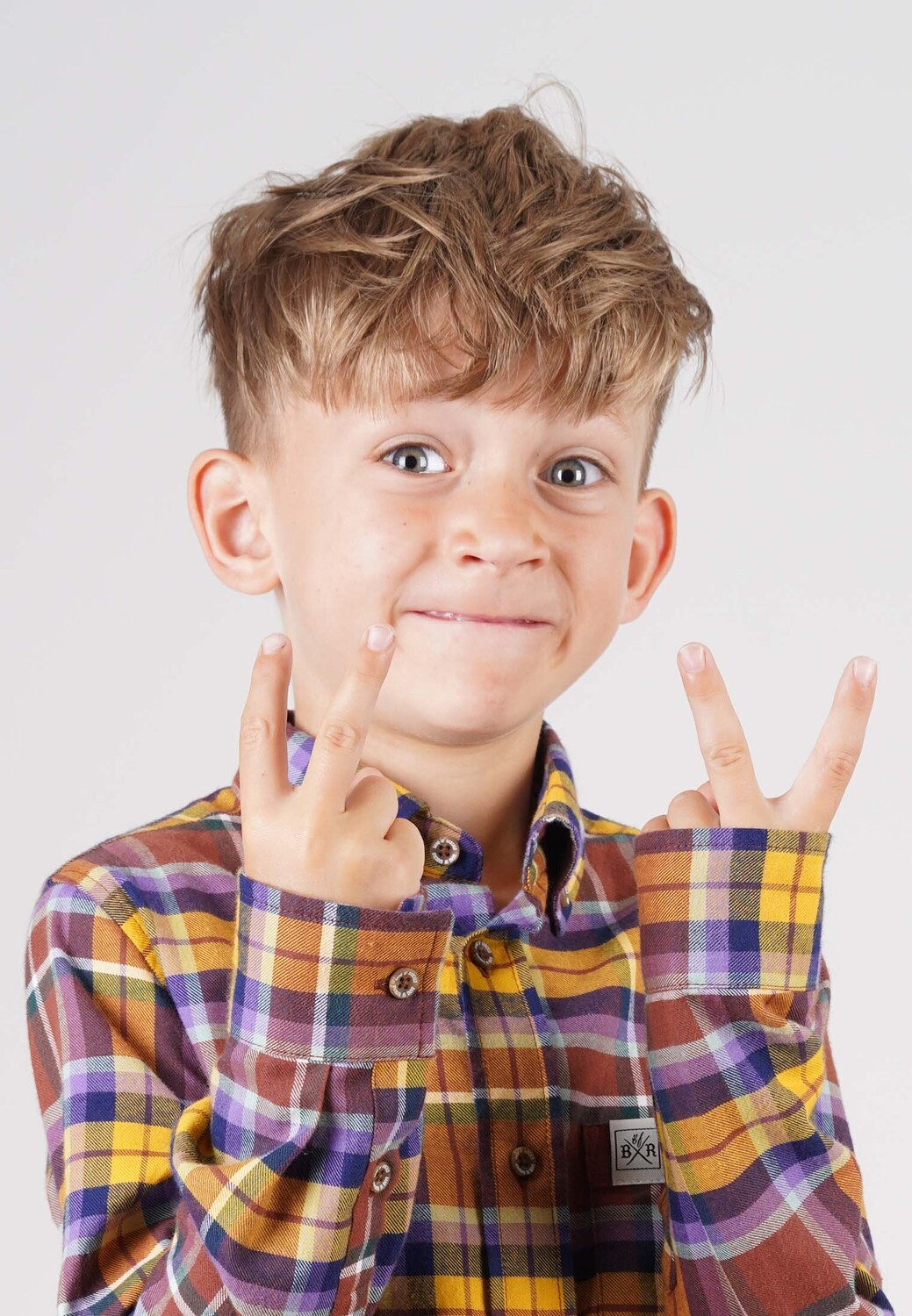 Лонгслив Band of Rascals Shirts Flannel Check, цвет dark purple mustard — фото 3