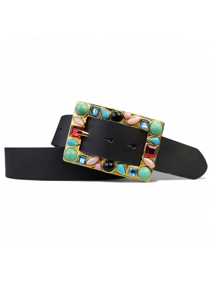 

Женский кожаный ремень, золото, черный FRONHOFER