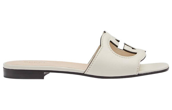 Сандалии interlocking g cut-out slide sandal 'white leather' Gucci, белый — фото 2