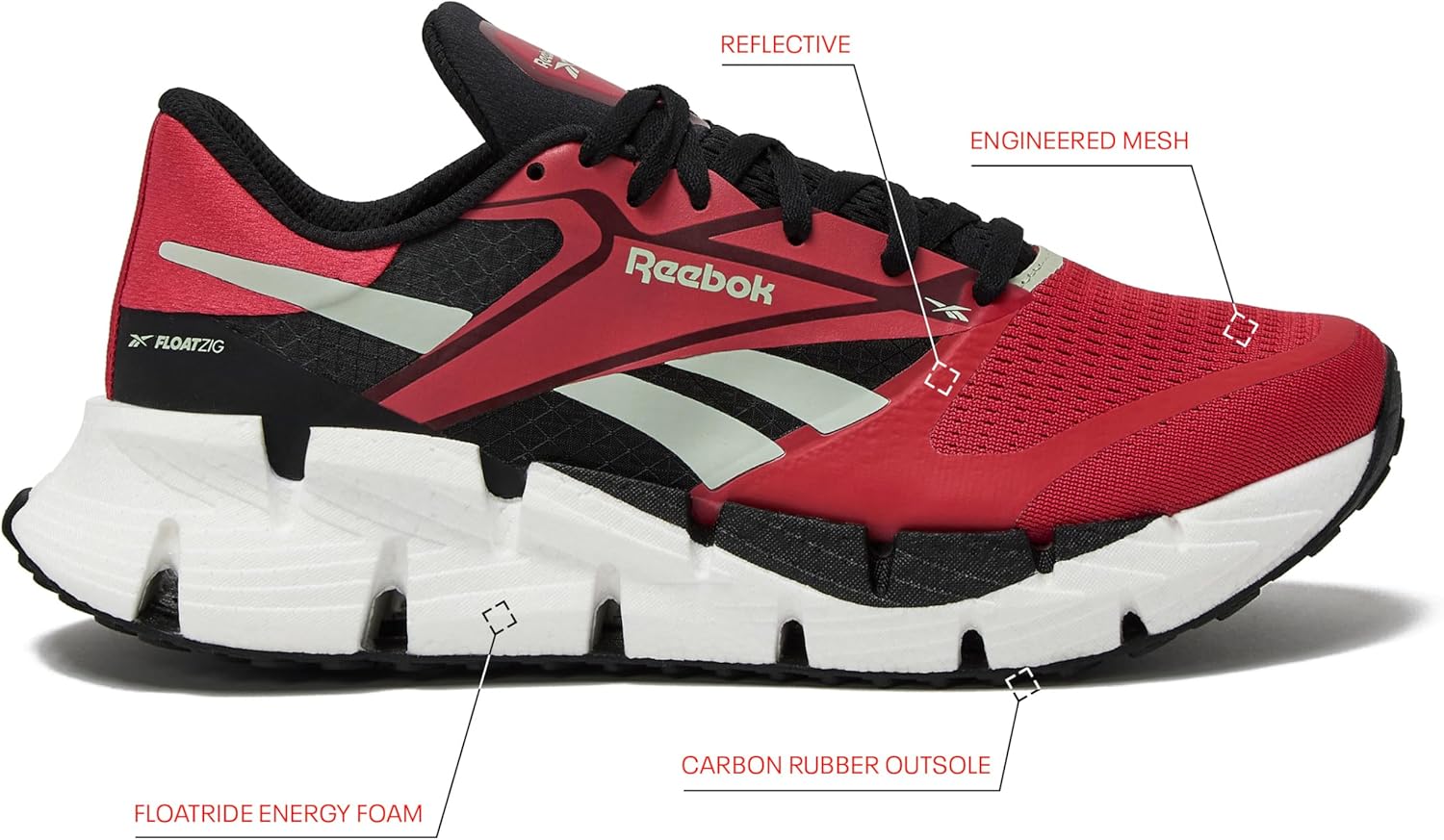 Мужские беговые кроссовки Reebok Floatzig, белый/красный/серый — фото 2