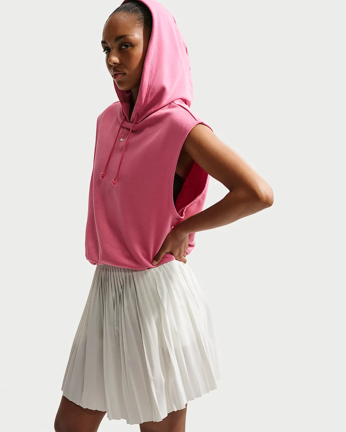 Женский топ без рукавов Nike Sportswear Phoenix Fleece, Peony/Sail — фото 3