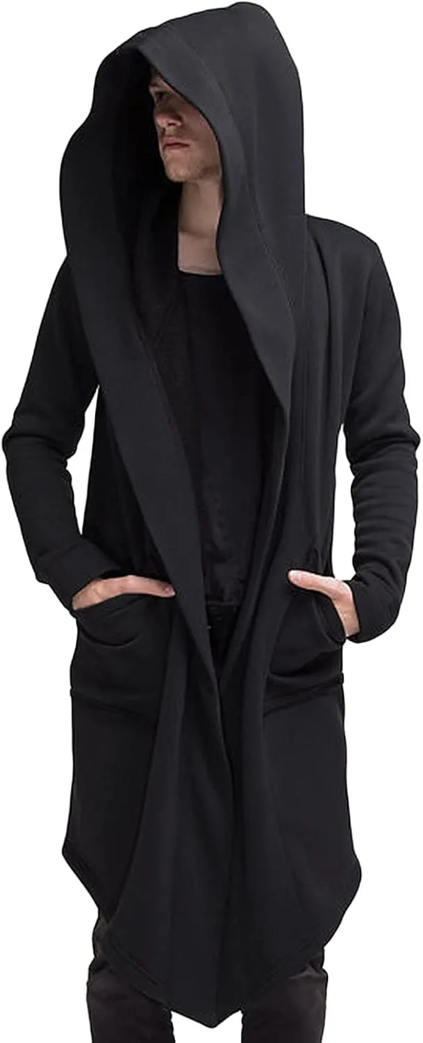 

Мужской длинный кардиган с капюшоном, легкий, с карманами Kaxiya2021