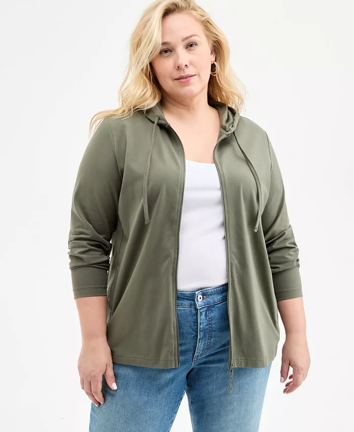 

Худи с капюшоном на молнии больших размеров Style & Co, зеленый