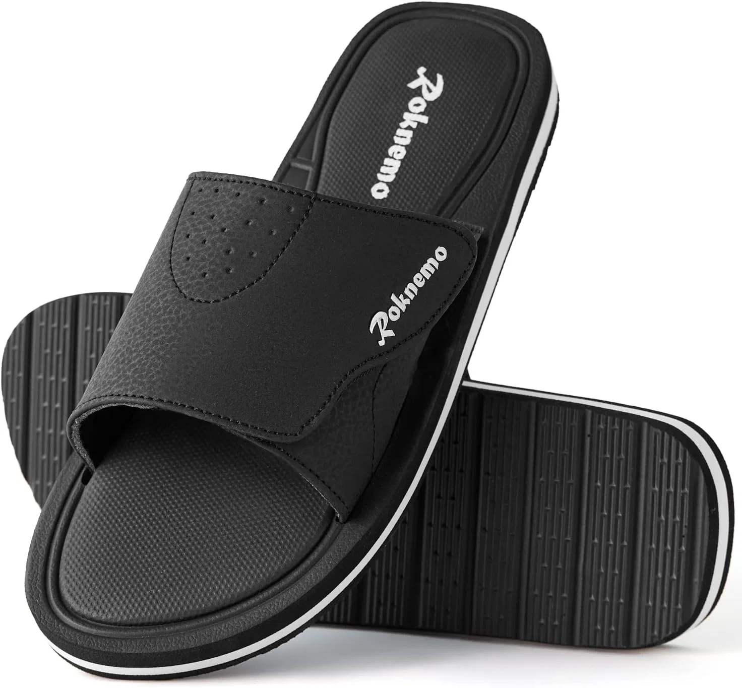 Сандалии-слайды мужские, с регулировкой, Memory Foam, Black Roknemo