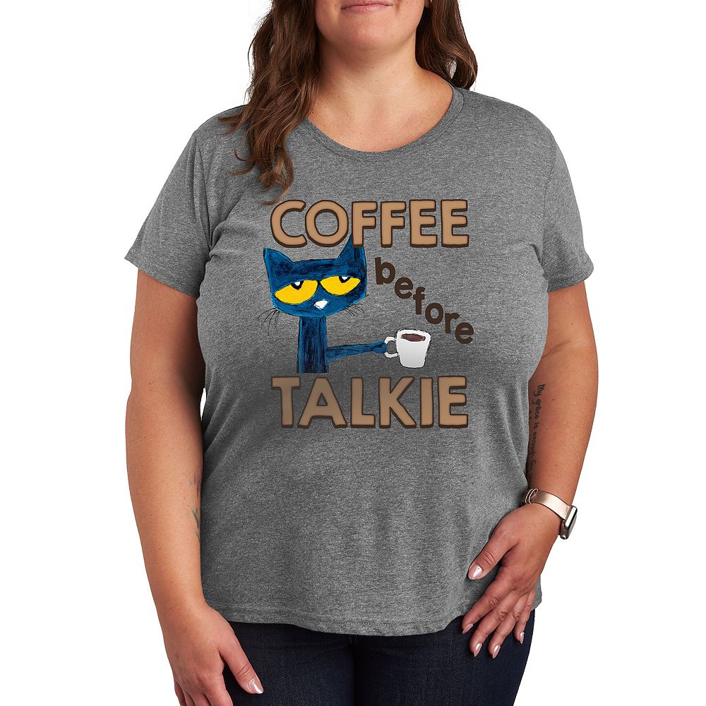 

Футболка с графическим рисунком Plus Pete the Cat Coffee Licensed Character, цвет Heather Gray